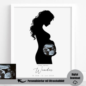 Cartel de embarazo, imagen de ecografía, anuncio de embarazo, personalizado con imagen de ecografía, decoración de la habitación del bebé, arte de la pared del bebé