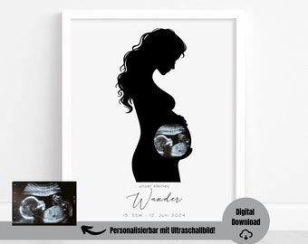 Pregnancy poster, ultrasound image, announce pregnancy, personalized with ultrasound image, baby room decoration, baby wall art