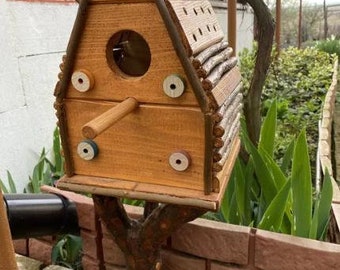 Handmade wooden birdhouse