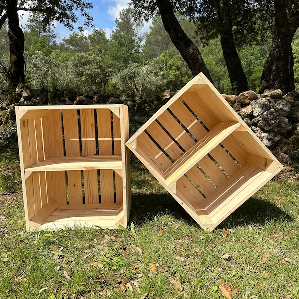 Caisses en bois Naturel "Petite Etagère"- Lot de 2