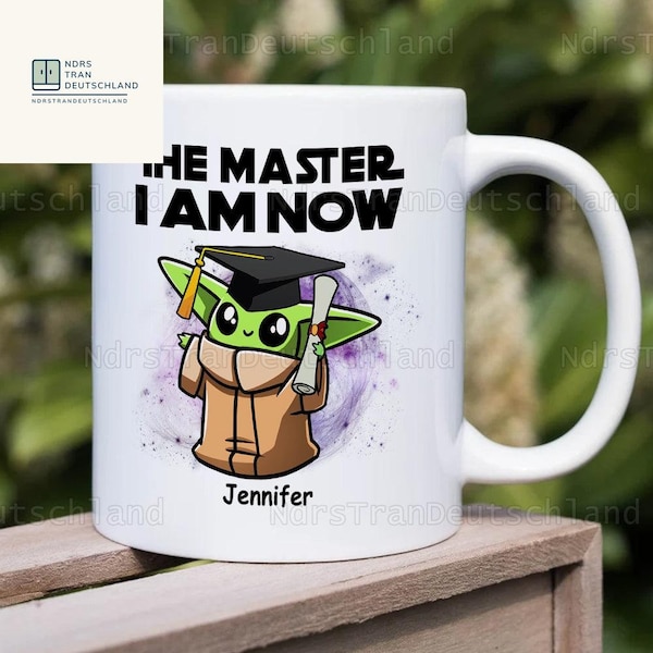 Personalized Baby Yoda Ceramic Mug, Baby Yoda Master Mug, Star Wars Coffee Mug, Baby Yoda Funny Coffee Mug, Custom Graduation Gift