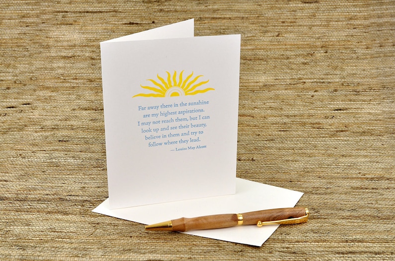 Far away there in the sunshine... Louisa May Alcott quote letterpress.com image 1