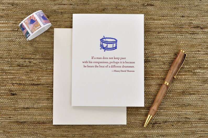 The Beat of a Different Drummer Thoreau Quote Letterpress Etsy