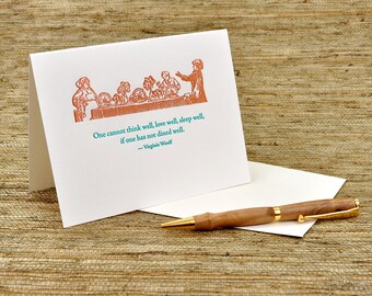 If one has not dined well.... - Virginia Woolf quote - letterpress card