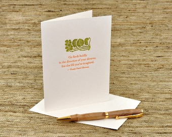Go forth boldly in the direction of your dreams - Thoreau quote - letterpress card