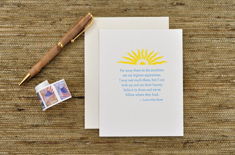 Far away there in the sunshine... Louisa May Alcott quote letterpress.com image 2