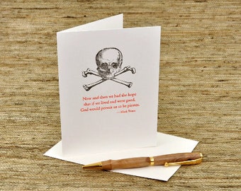 Pirate card - Mark Twain quote - letterpress