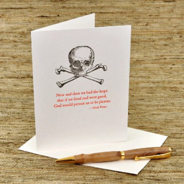 Pirate card - Mark Twain quote - letterpress