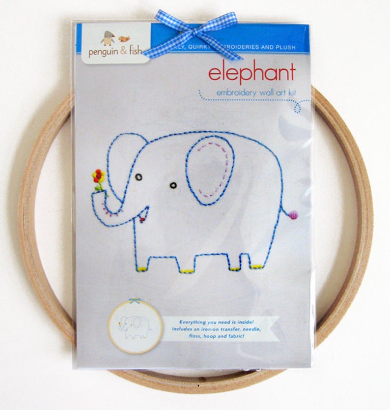 KIT embroidery elephant wall art Etsy