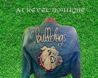 Bulldogs Embellished Denim Jacket  - The Lindsey