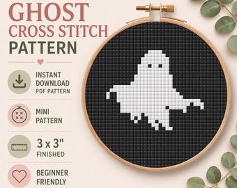 Ghost Cross Stitch Pattern PDF - Instant Download