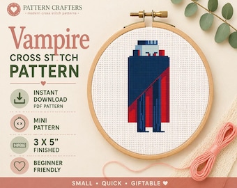 Patrón de punto de cruz de vampiro en PDF - Descarga instantánea