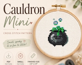 Witch Cauldron Cross Stitch Pattern PDF - Instant Download