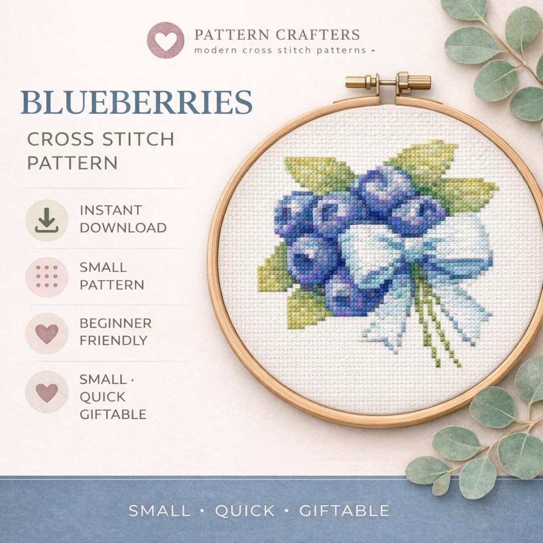 Blueberry Cross Stitch Pattern PDF - Etsy