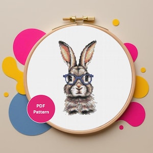 Small Bunny Cross Stitch Pattern – PDF Instant Download – Cute Rabbit Embroidery Chart – Beginner Friendly Digital Pattern