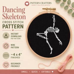 Dansend skelet kruissteekpatroon pdf: direct downloaden