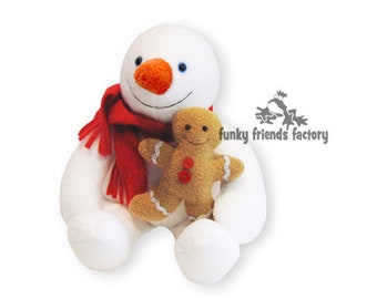 Snowman and Gingerbread Plush Toy Sewing Pattern INSTANT DOWNLOAD