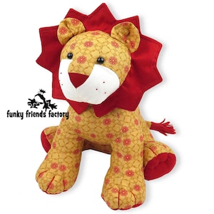 Larry Lion Toy Sewing Pattern PDF, stuffed lion pattern, stuffed animal pattern, memory toy, memory toys made with loved ones clothing, image 1