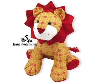 Larry Lion Toy Sewing Pattern PDF, stuffed lion pattern, stuffed animal pattern, memory toy, memory toys made with loved ones clothing,