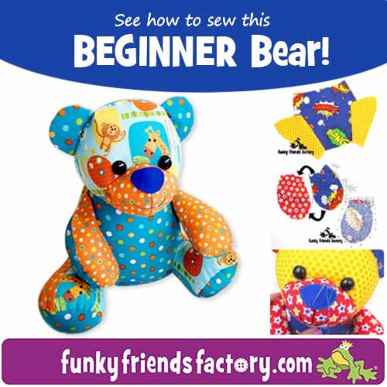 Easy Memory Bear pattern, Ben the Beginner Bear, Pattern PDF sewing pattern, how to sew a teddy bear, baby memory bear, baby memory soft toy image 2