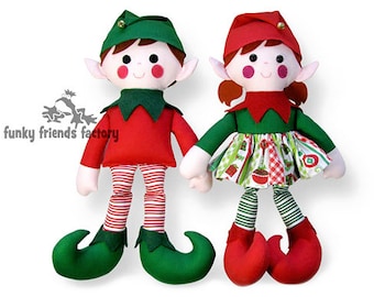 Elf Twins Christmas Doll Sewing Pattern PDF INSTANT DOWNLOAD