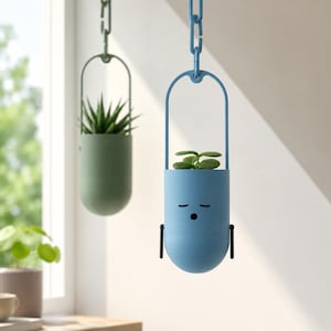 Modular Hanging Planter, 3D Printed Hanging Plant Pot, Cute Face Planter, Customizable Indoor Planter, Gift for Plant Lovers
