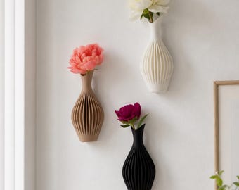 Wall Mounted Flower Vase, 3D Printed Wave Vase, Modern Wall Decor, Fresh or Dried Flower Holder, Sculptural Home Decor Gift