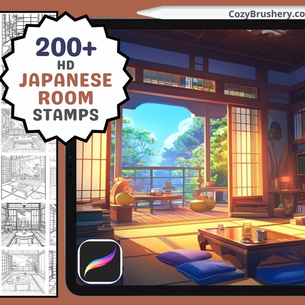 Procreate Stamps: Japanese Essence Pack, 200+ Stamps for Authentic Japanese Room Designs