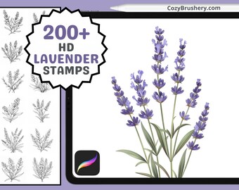 200+ Procreate Lavender Stamps, Serene Lavender Brushes For Peaceful Digital Art, Instant Download