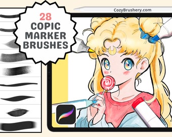 Pennelli Procreate: pacchetto Copic Classics, 28 pennelli pennarelli per schizzi dinamici, timbri Procreate