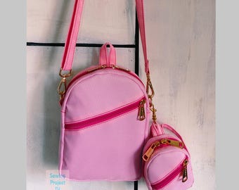 2-in-1 Bag & Pouch PDF Sewing Pattern | Pinku Sling bag and Mini Backpack Instant download