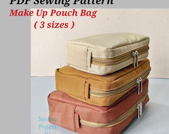 Pochette de maquillage PDF Patron de couture Sac multifonction 3 tailles Fichier numérique
