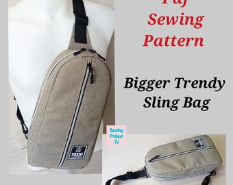 Patron de couture de sac à bandoulière tendance : plus grande taille (téléchargement PDF)