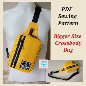 Taille plus grande PDF Patron de couture Fichier numérique Vidéo à téléchargement immédiat Patron de sac à bandoulière pour homme et femme