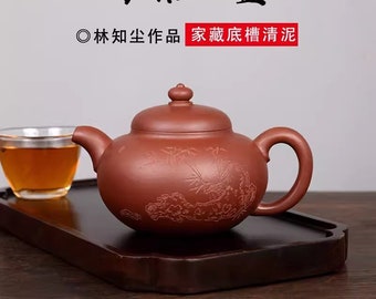 380cc chinese Yixing Handmade Zisha Di Cao Qing Clay Di Cao Qing Ni teapot "Huai Zhu" Gongfu Teapot tea pot teaworldsupply