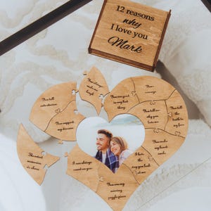 12 Reasons Why I Love You Christmas Puzzle Anniversary Gift Birthday Boyfriend Gift Unique Gift Wedding Engagement Couple Gift Photo Frame