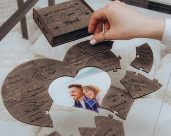 Redenen waarom ik hou van puzzel jubileumcadeau voor haar hem gepersonaliseerde fotocadeau verjaardag vriendje cadeaus voor man vrouw date night cadeau