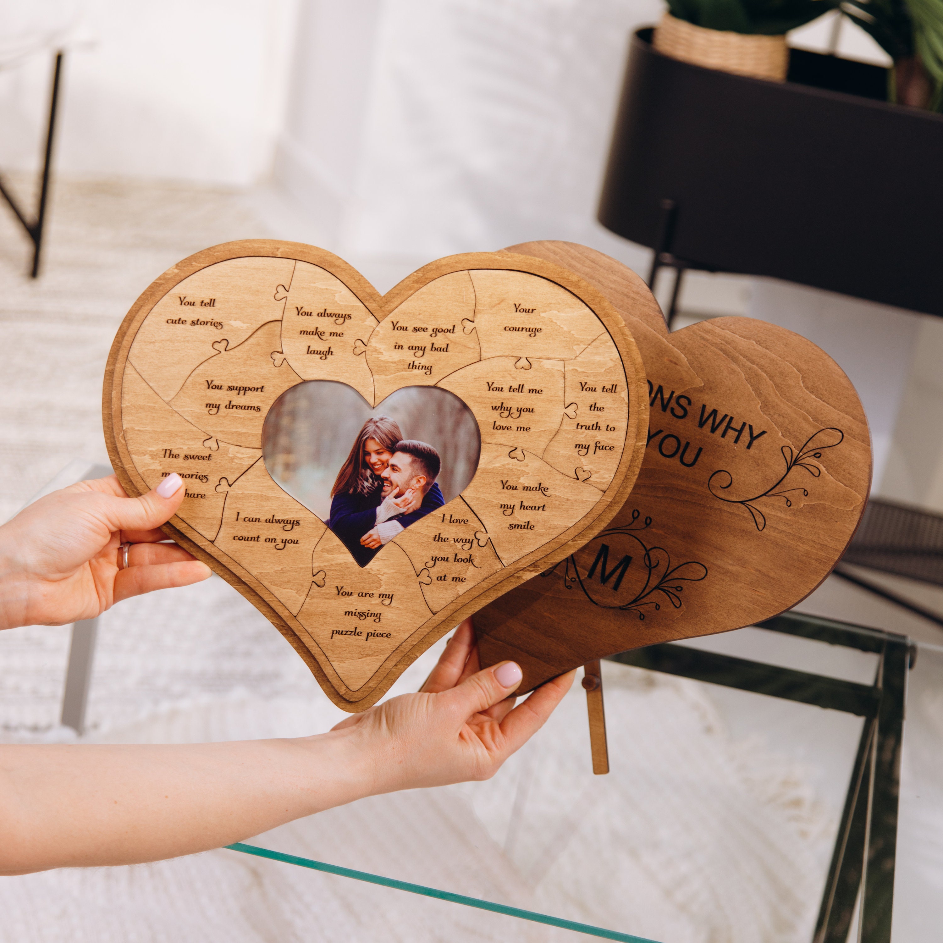 12 Reasons Why I Love You Unique Wooden Puzzle Wedding Gift