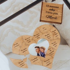 12 Reasons Why I Love You Christmas Wedding Valentine&#39;s Day Gift  Unique Wooden Puzzle Anniversary Engagement Couple Gifts Photo Frame