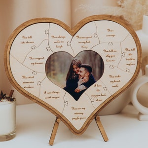 12 Reasons Why I Love You Personalized Frame Unique Wooden Puzzle Couple Gift