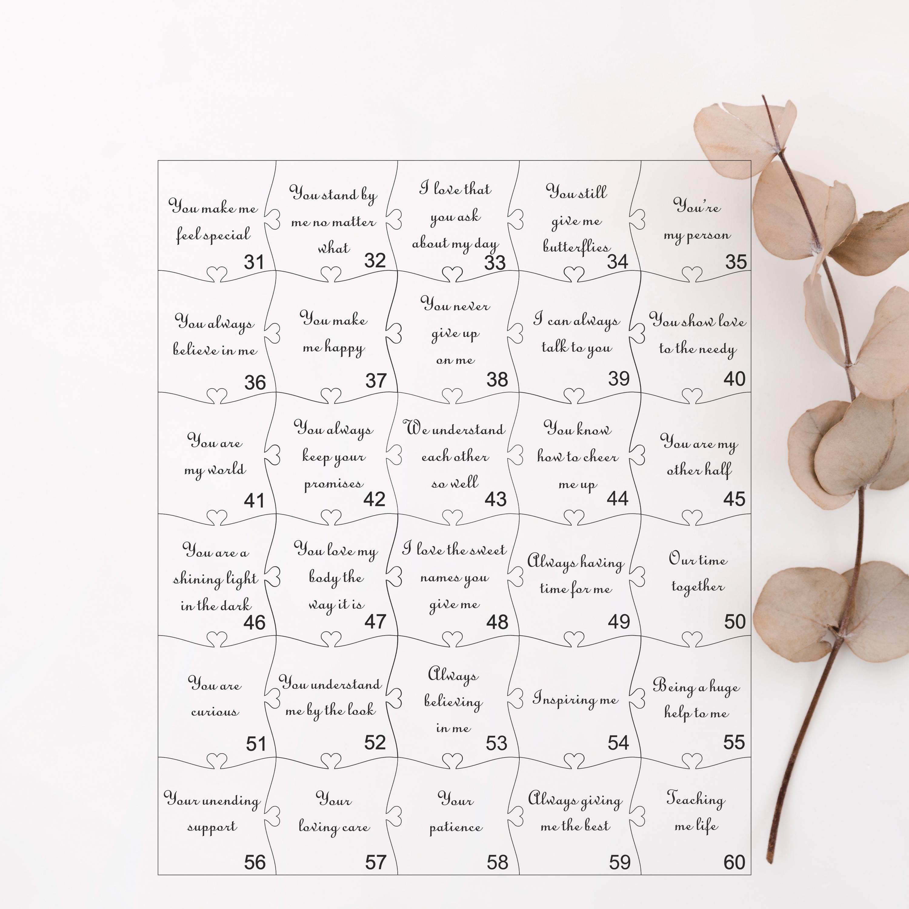 12 Reasons Why I Love You Unique Wooden Puzzle Wedding Gift