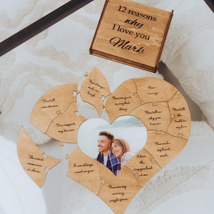 12 Reasons Why I Love You Wedding Gift Wooden Puzzle Personalized Frame Christmas Anniversary Gift For Her Birthday Engagement Gift