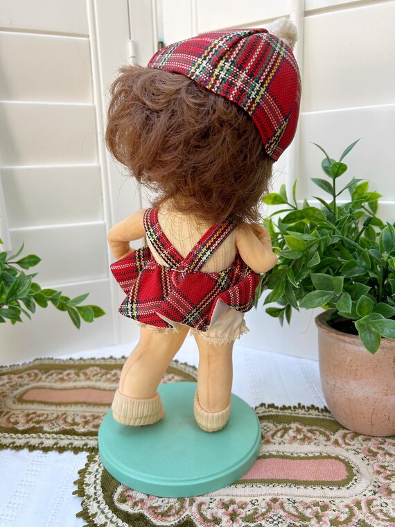 Vintage SUKIYO Big Eyes Doll Posable Japan 1960s Mod Plaid