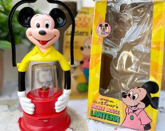 Vintage Mickey Mouse Lantern Walt Disneyland Toy 1977 Working Comes With Box