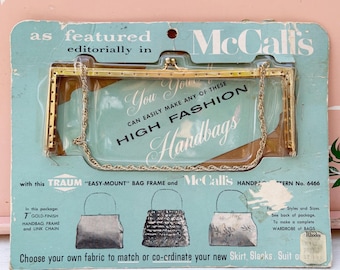 Vintage McCalls Easy Mount Bag Purse Frame Traum 7” Pattern 6466 Gold Finish