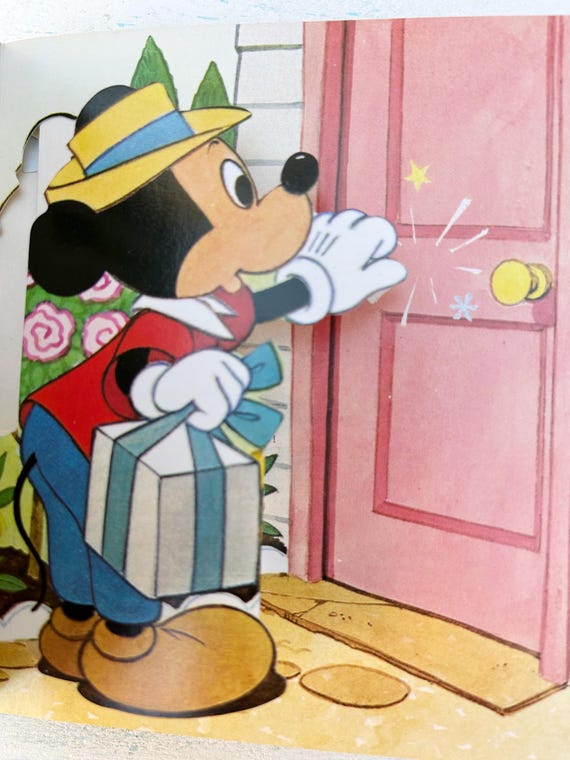 Vintage Walt Disney's Mickey's Lucky Day Mini Popup Book Paperback