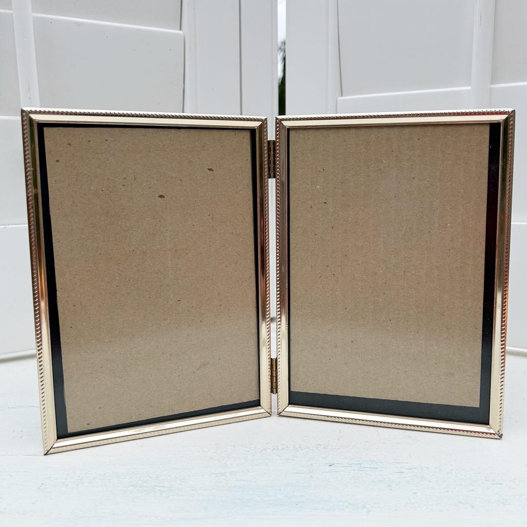 Vintage Bi-fold Gold Tone Metal Double Hinged Photo Frame 5 X 7 - Etsy