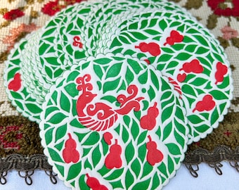 Christmas 1985 Interpur Paper Coaster Partridge in Pear Tree Set Of 34