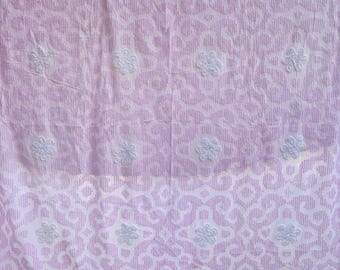 Vintage Chenille Bedspread Pink White Floral 92 X 112