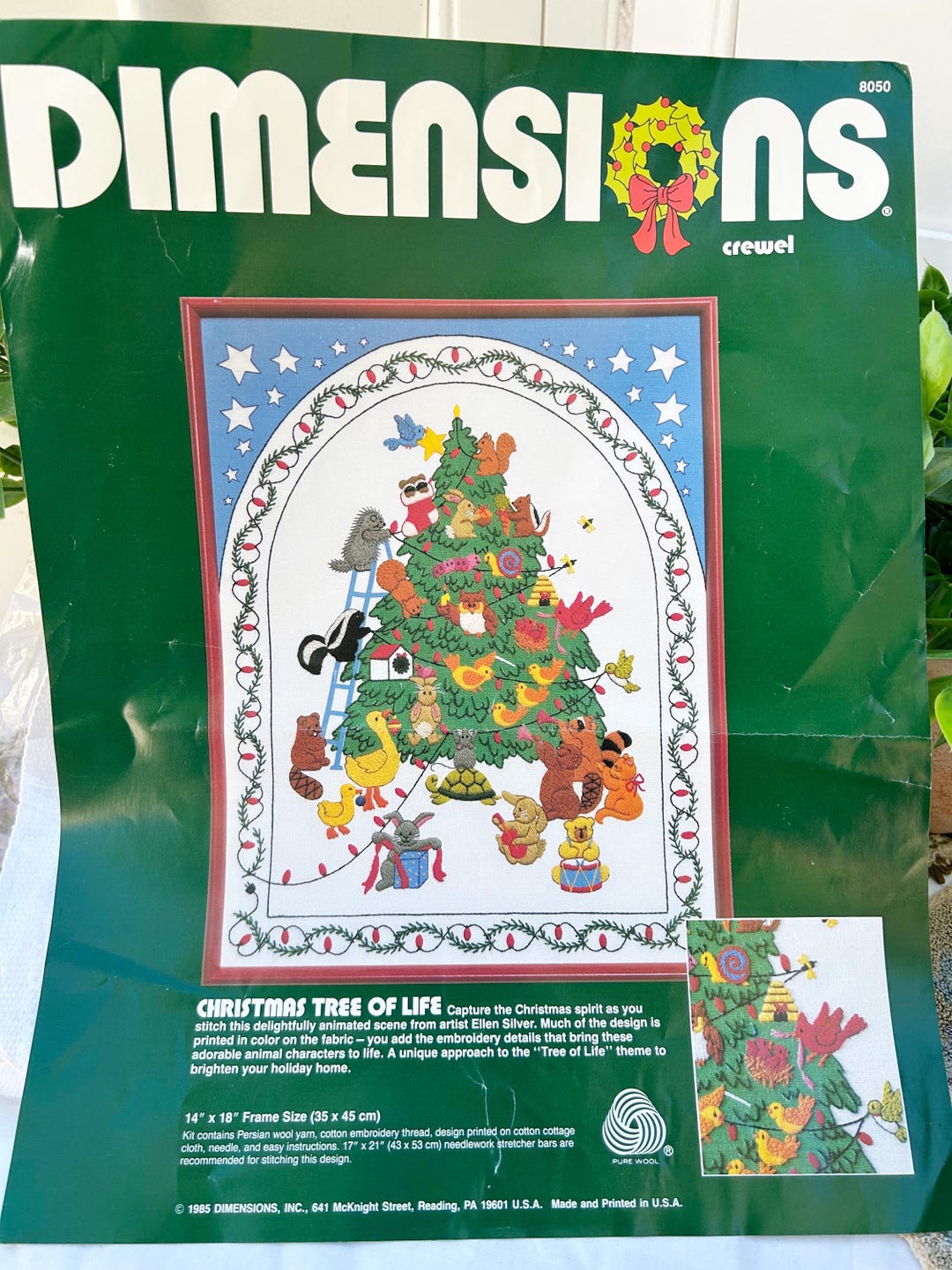 Kit De Broderie Vintage Dimensions 'Christmas Spirit' 1985 - Arbre De Vie 14x18" - Neuf
